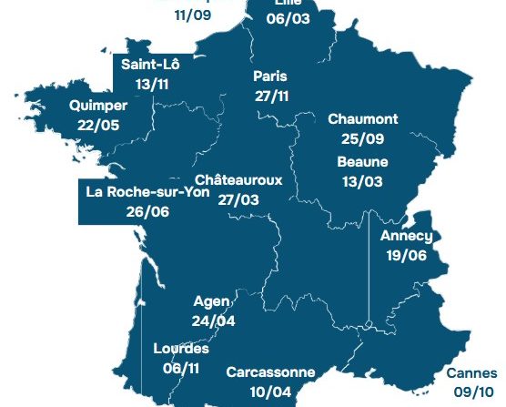 Carte des Rencontres régionales AMR 2026